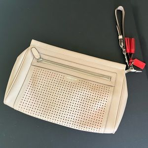 COACH nude perforated clutch
